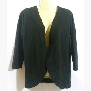 Nommo Black Open Knit Topper Jacket Raw Edges